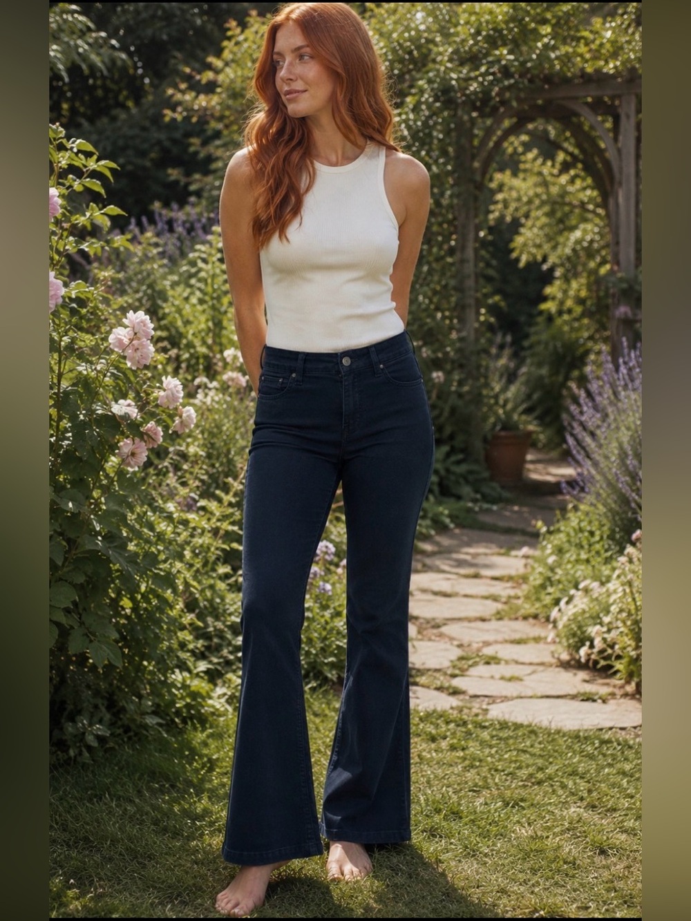Laurie Felt Black Flared Silky Jeans